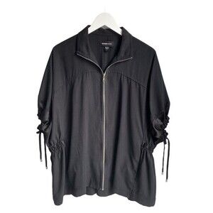 FIFTEEN TWENTY Jacket Black Silk Blend Loose Fit Zip Oversized Small Shacket